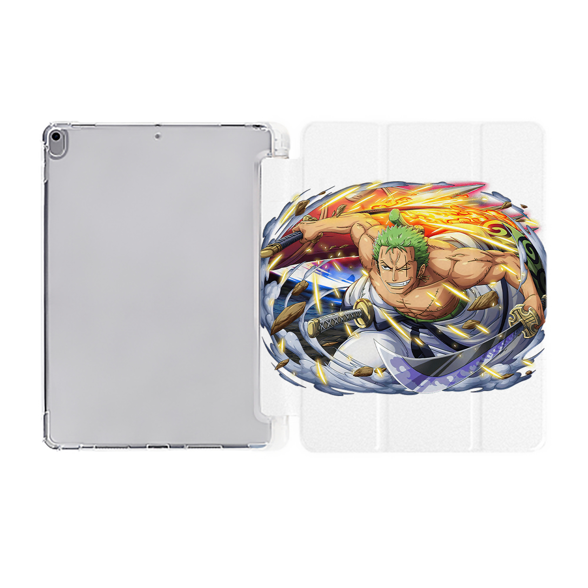 （画像用） ワンピース ロロノア・ゾロ ONE PIECE Roronoa Zoro IPad ケース ペン収納付き 三つ折りスタンド PUレザー×シリコン 対応機種9.5/10.5/10.9インチ